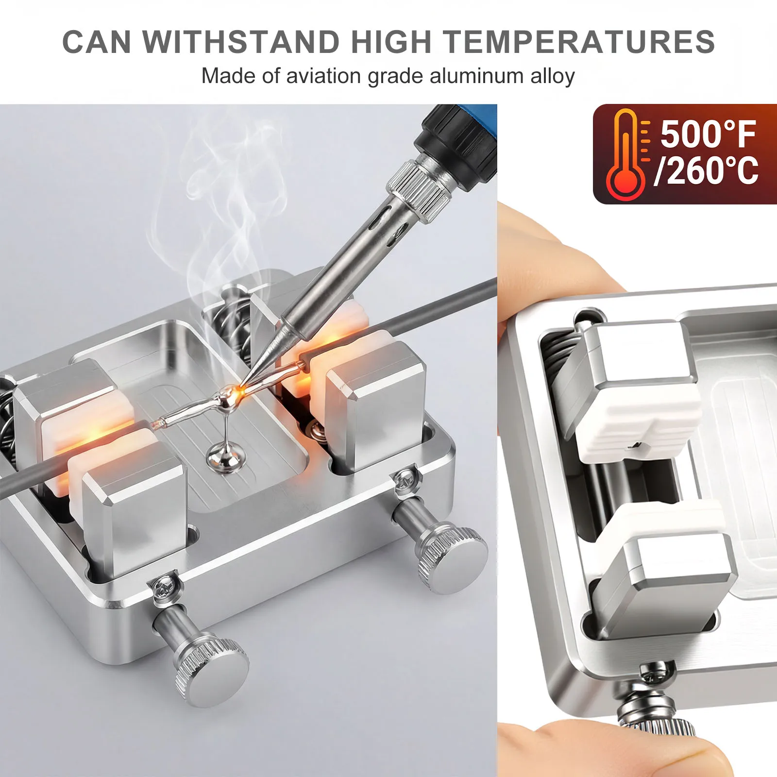 

Soldering Clamp Wire Holder with Heat Resistant Ceramic Jaws 500°F Heat Resistant 11mm Adjustable Third Hand for PCB Electronics
