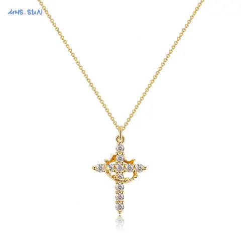 SUNSLL Kubikzircon Drehbare Krone Kreuz Anhänger Halsketten Klassische Edelstahl Kette Bankett Party Schmuck Für Frauen Männer