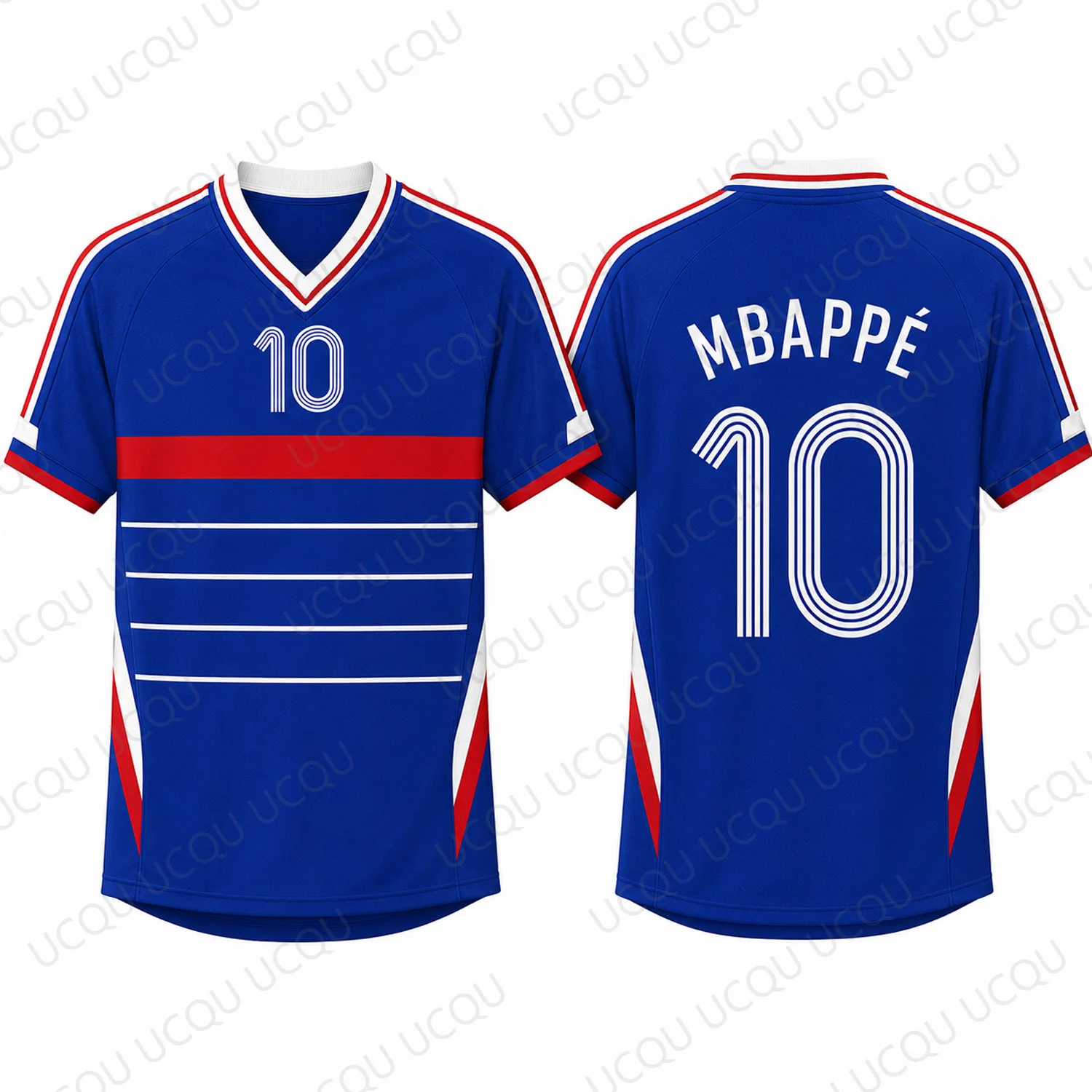 2026 Klassisches Vintage Mbappe 10 Fußballtrikot Blaues Fußballshirt Herren Damen Kurzarm Fan-Training Sport-T-Shirt