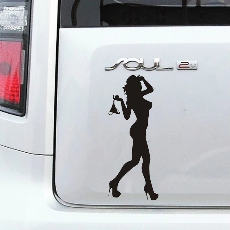 مجموعة ملصقات السيارة المثيرة للفتيات بتصميم صورة ظلية لجسم السيارة ونافذة وملصق تزيين جمالي تلقائي