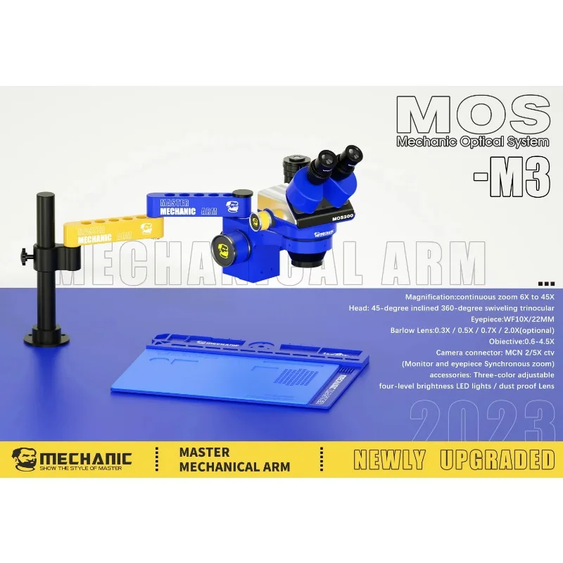 MECHANIC-Soporte de columna plegable telescópico para microscopio, herramienta de reparación de soldadura, brazo oscilante, Universal, rotativo de 360 °, M3