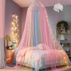 Zanzariera traspirante colore arcobaleno porta singola zanzariera letto baldacchino maglia traspirante facile installazione completamente chiusa