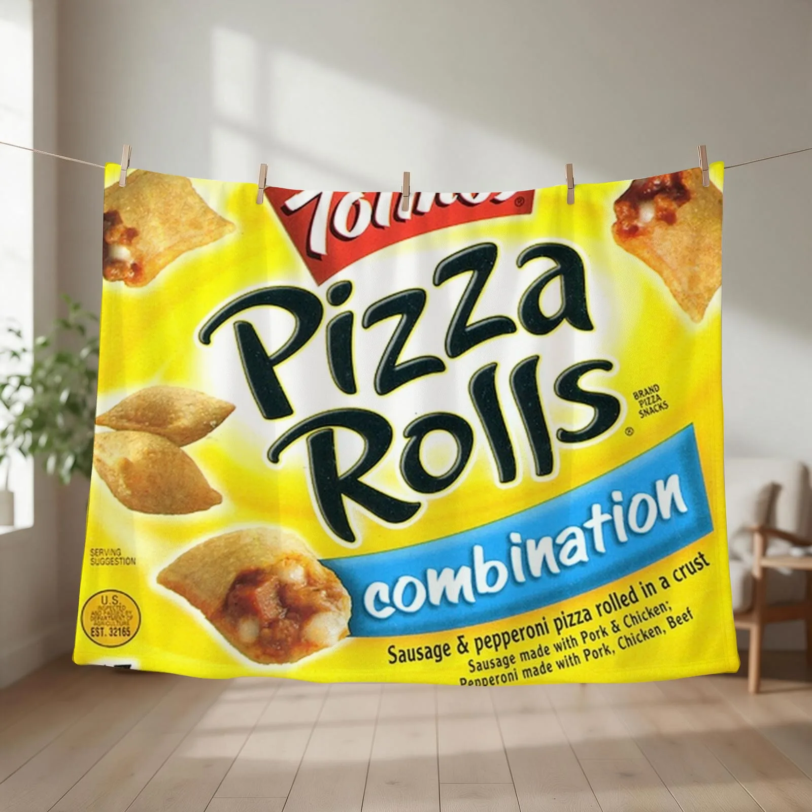 Pizza Rolls Combination Throw Blanket couch cozy soft plush fuzzy picnic outdoor blanket