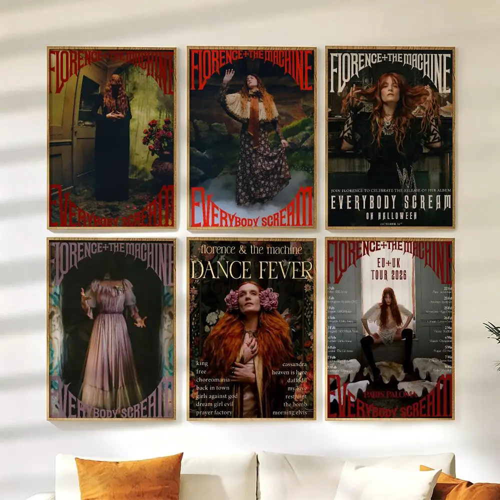 florence and the machine Poster Wall Stickers HD Painting Self Adhesive Art Decals for Bedroom Living Room Home Decor