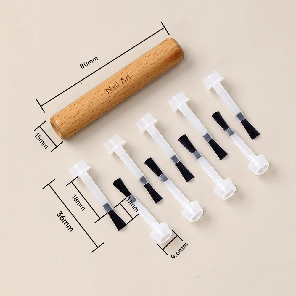 Vervangende nagellakborstelset Dip Powder Vloeibare manicurebenodigdheden Dual Head Nail Art Brush met platte borstel voor doe-het-zelf salongebruik