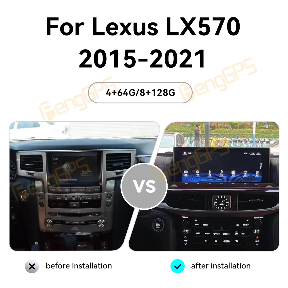 For Lexus LX570 Qualcomm 2017-2021 Navigation 12.3'' Apple Carplay Car TV Screen Mp3 Car Radio Multimedia Stereo Host DSP BT MP4