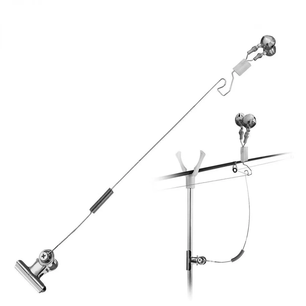 

Stainless Steel Fishing Bite Alarm Double Ringer Spring Release Ground Stake Clip on Wire for Surf Rods 23g Lightweight