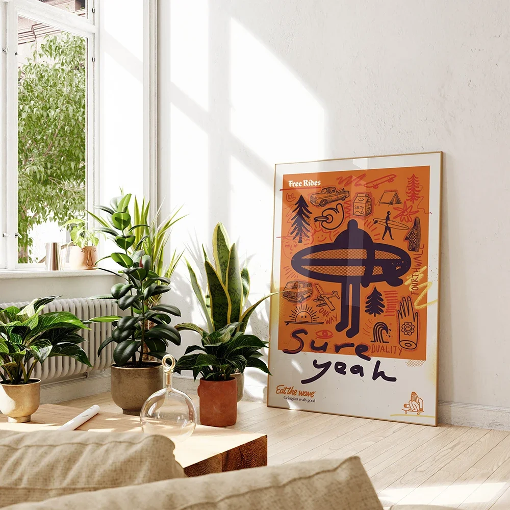 قماش اللوحة الديكور تريبي الكولاج تصفح جدار الفن خمر الشاطئ مجردة تصفح عربة صورة لديكور غرفة النوم #3