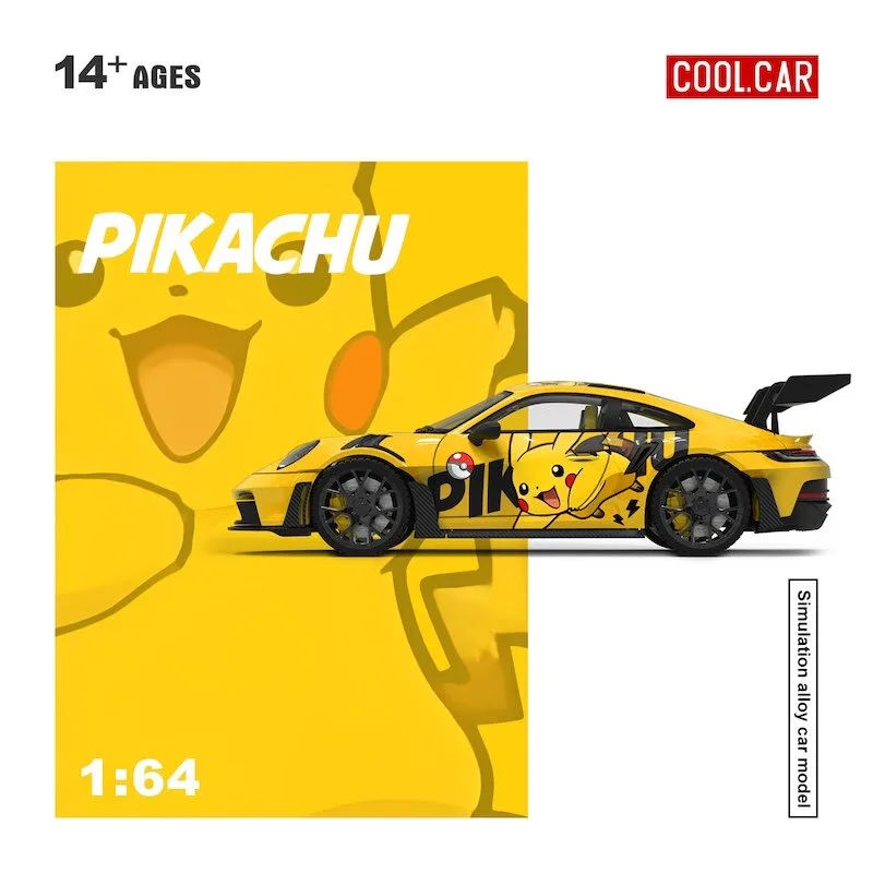CC 1:64 992 GT3 RS Yellow Cartoon Coating Die Casting Alloy Simulation Car Model Male Toy Desktop Ornament Collection Souvenir.