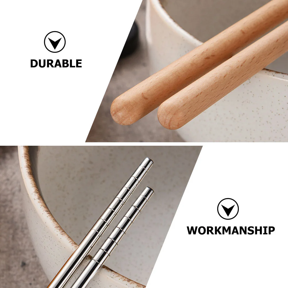 2 Pairs Hot Pot Chopsticks for Cooking Kitchen Frying Metal Sturdy Supplies Stainless Steel Noodles