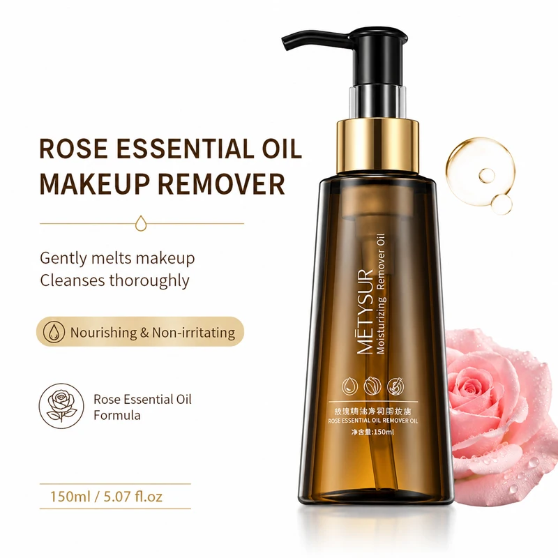 Rose Essential Oil Makeup Remover 150ml Deep Cleansing Oil Gentle Face Eye Lip Cleanser Waterproof Makeup Remover
