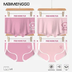 Couple Underwear Men Boxers waffle style Women Briefs Cartoon Cute Pink Gog Panties Transparent Underpants For Boy Girl Lovers