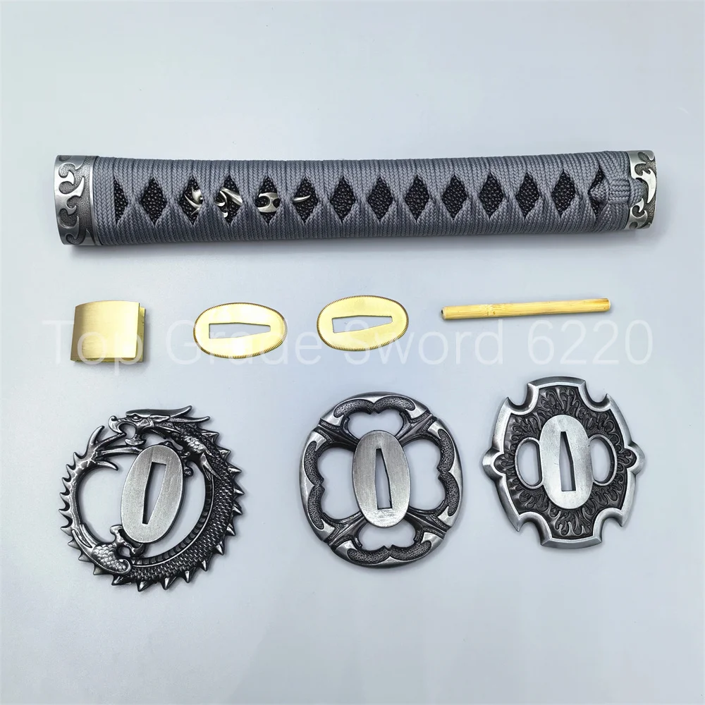 

Хорошая серая ручка Tsuka, рукоятка из сплава Tsuba, защита для рук, медь Habaki Seppa для настоящего японского самурая, катана, фитинги для меча