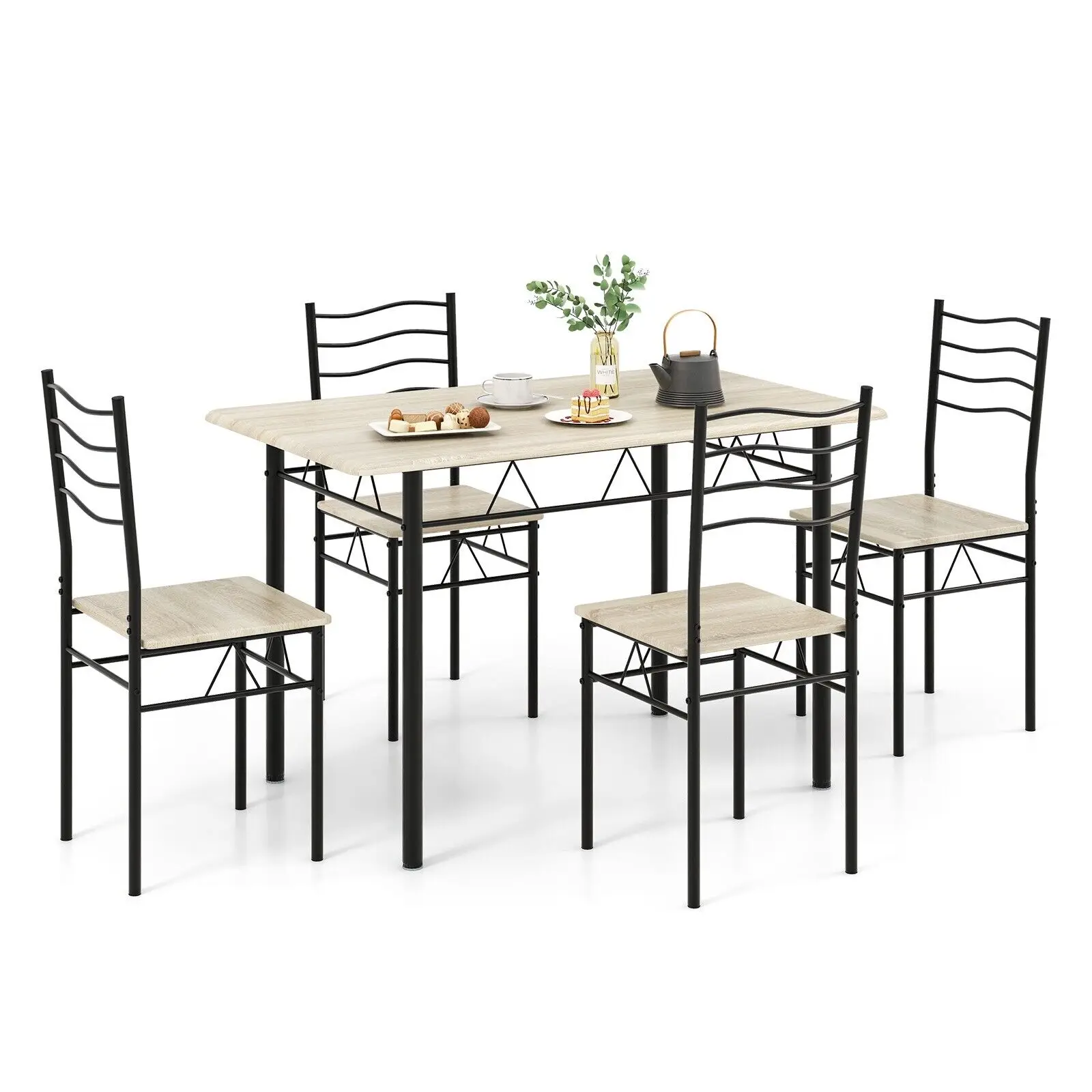 GOFLAME 5 PCS Dining Table Set Counter Height Table Home Kitchen Furniture