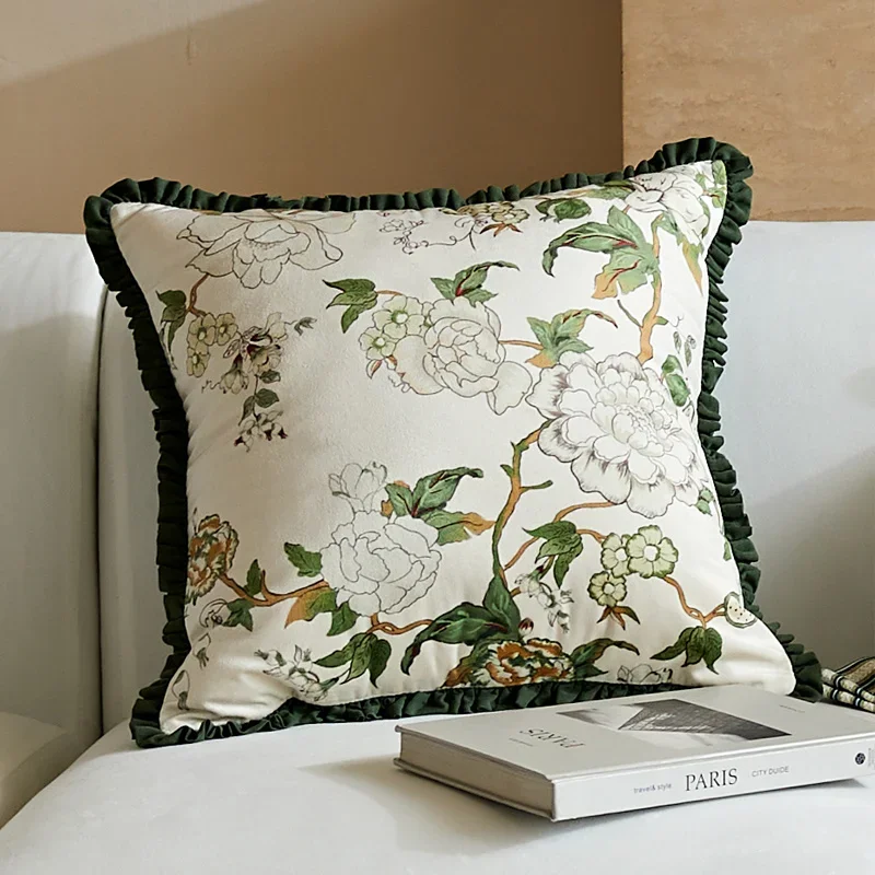 French Pastoral Style Square Ruffle Pillow Creativity Living Room Home Decoration And Accessories Sofa Cushions Floral Pattern
