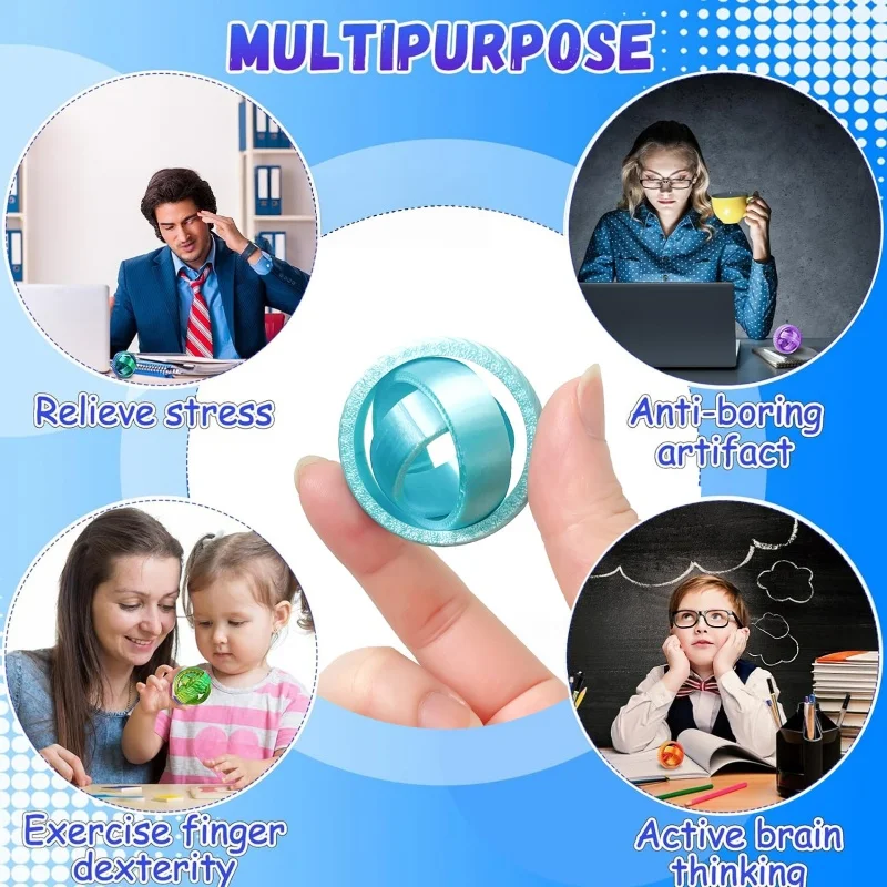 NEW 3D Printed Universal Gyro Toys Rotating Fidget Spinner Ring Anxiety Stress Relief Autism ADHD Travel Road Trip Office Fun