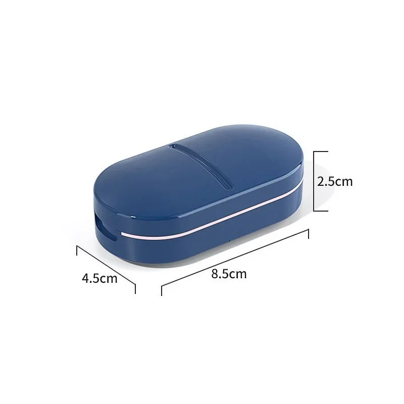 Portable Pill Cutter with Invisible Storage Pill Box 2 In 1 Mini Drug Tablet Medicine Dustproof Divider Pill Organizer Crusher