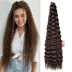 H&STAR 30Inch Synthetic Stretched Deep Wave Crochet Hair Yaki Ombre Braiding Hair High Temperature Fiber Extensions for Women