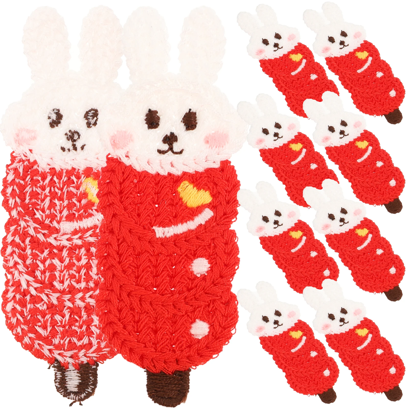

10pcs Embroidered Cloth Patch Bunny Patches Clothes Applique Decoration Jackets Sew On Badges Rabbit Animal Patches Trend