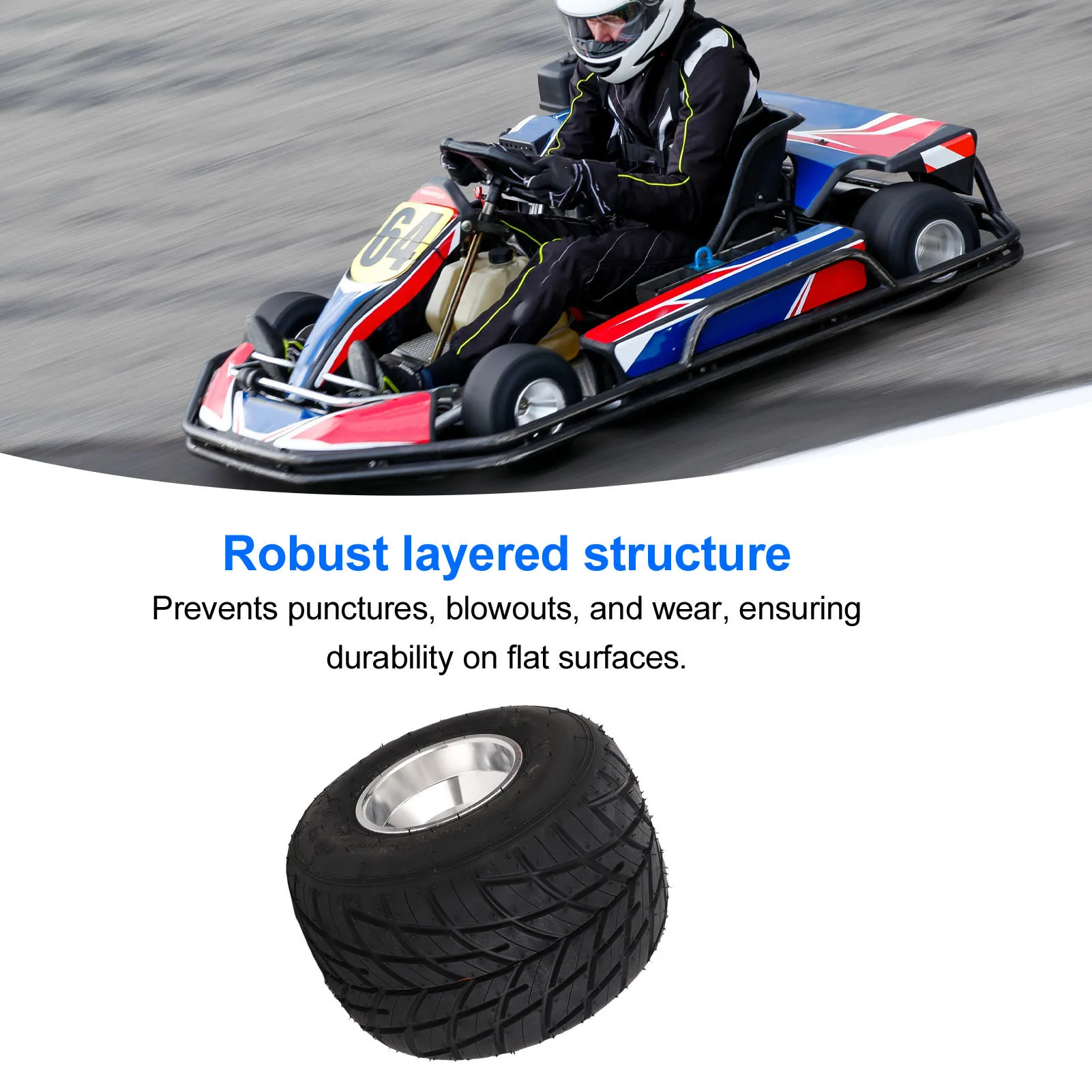 

Go Kart Tubeless Tire with Wheel 11x7.10-5 Puncture Proof Rear Wheel Rim Tire Assembly for ATV UTV SxS Side By Side Cart