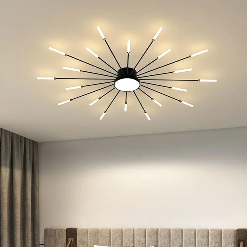 Imagem -04 - Lâmpada Led Gold Fireworks Teto Lustre para Sala de Estar Jantar Quarto Casa Interior Decoração Lustre Full Star Luxo