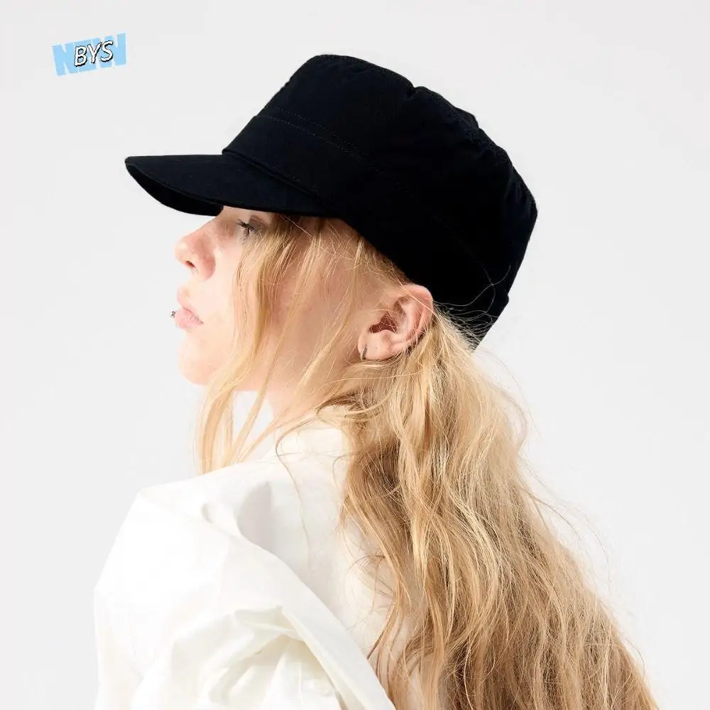 

Retro Cloth Flat Cap Button Korean Style Equestrian Hat Cotton Newsboy Cap Retro Painter Hat Ladies