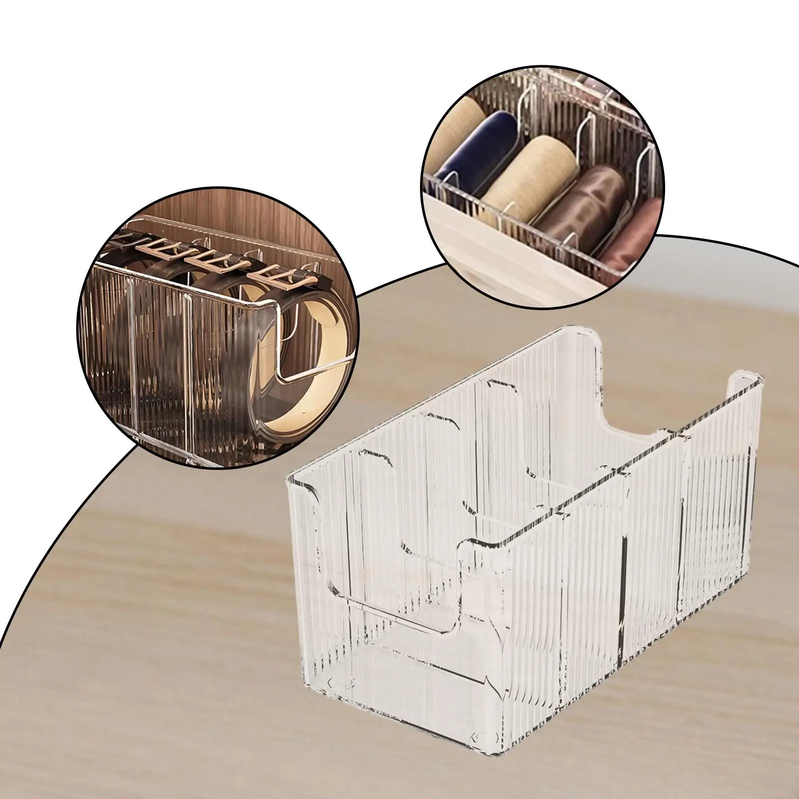 Belt Organizer Box Multi Dividers Sleek Easy to Clean Closet Accessory Closet Belt Storage for Shop Window Home Dressing Room