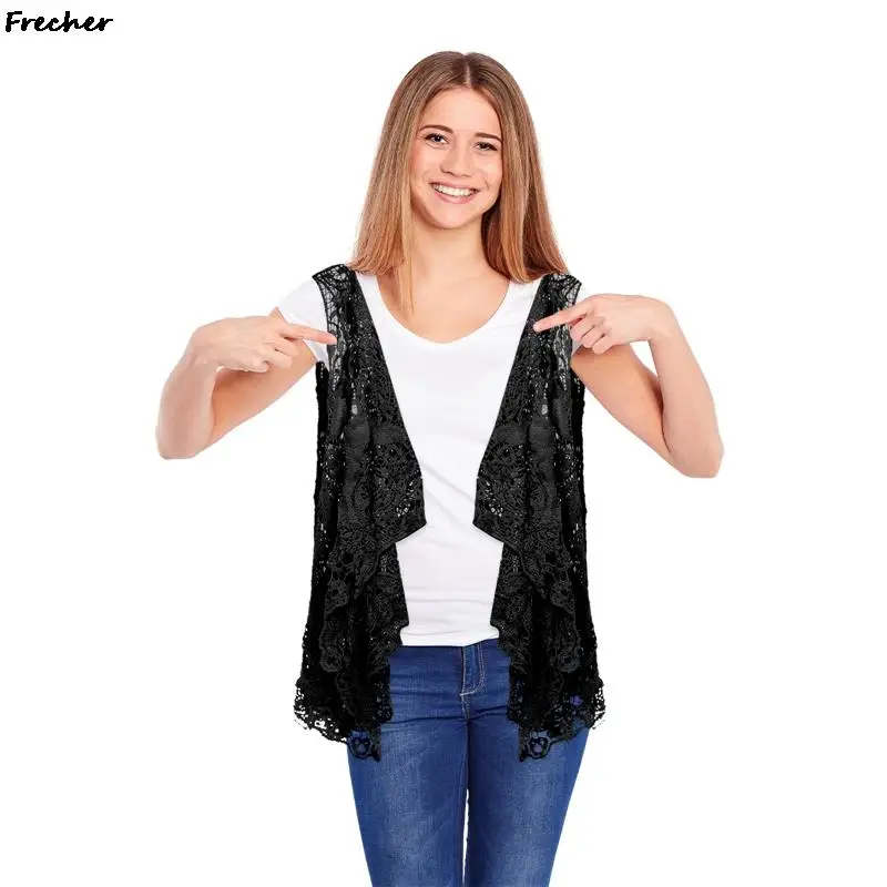 Summer Women Lace Cardigan Gothic Shirt Coat Mesh Shawl Sun Protection Clothing Jacket Boho Tops Beach Party Sunscreen Outwear