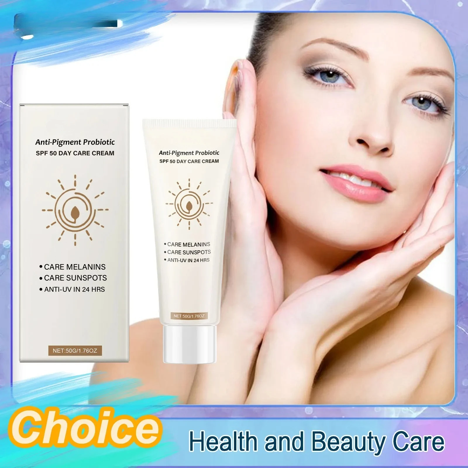 

Солнцезащитный крем SPF50: Защита от ультрафиолета, уменьшение пигментации, выравнивание тона, водостойкий, отбеливающий, против солнечных ожогов, защитный крем для лица