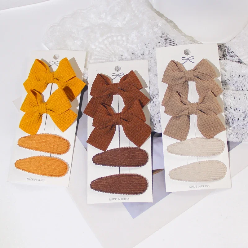 4Pcs/Set  BB Clip Cute Bows Hair Clips for Baby Girls Handmade Bows Hairpin Barrettes Kids Headwear Hair Accessories