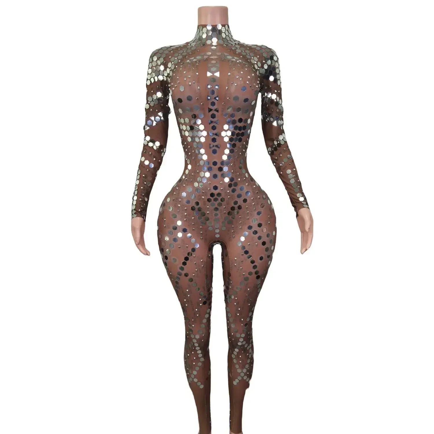 Sequins Stage Wear Spandex Bodysuit Pole Dance Nightclub Prom Sexy Dance Leotard One-piece Dance Wear Gala Carnival Shuilifang