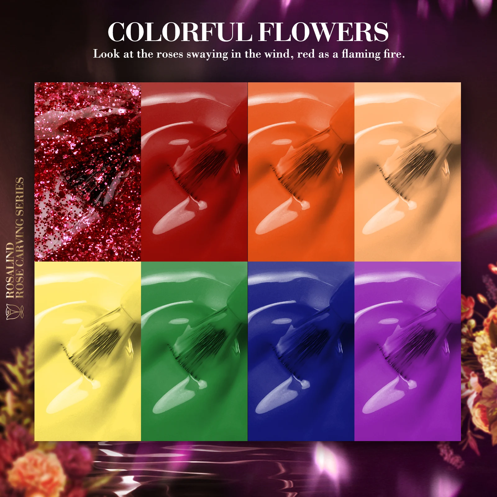 ROSALIND Neon Glitter Nail Gel Semi Permanent Hybrid Varnish Kit Manicure Need Base Top Nail Art Salon Nail Gel Polish Esmaltes