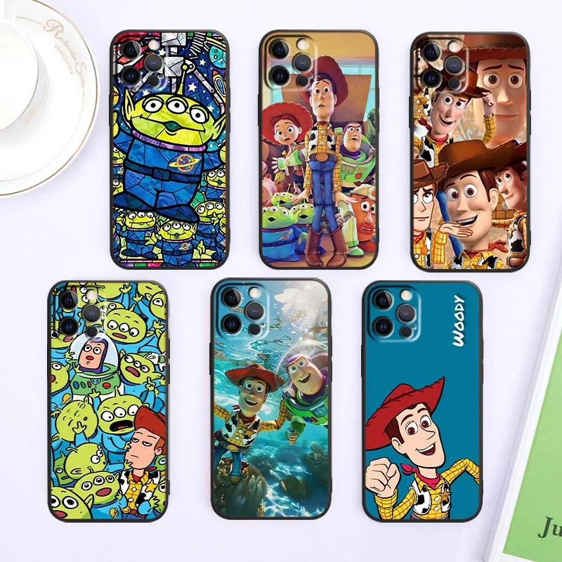 

Disney Toy Story For Apple iPhone 16 16E 15 14 13 12 11 XS X Pro Max Plus Black Soft Silicone Cover Phone Case