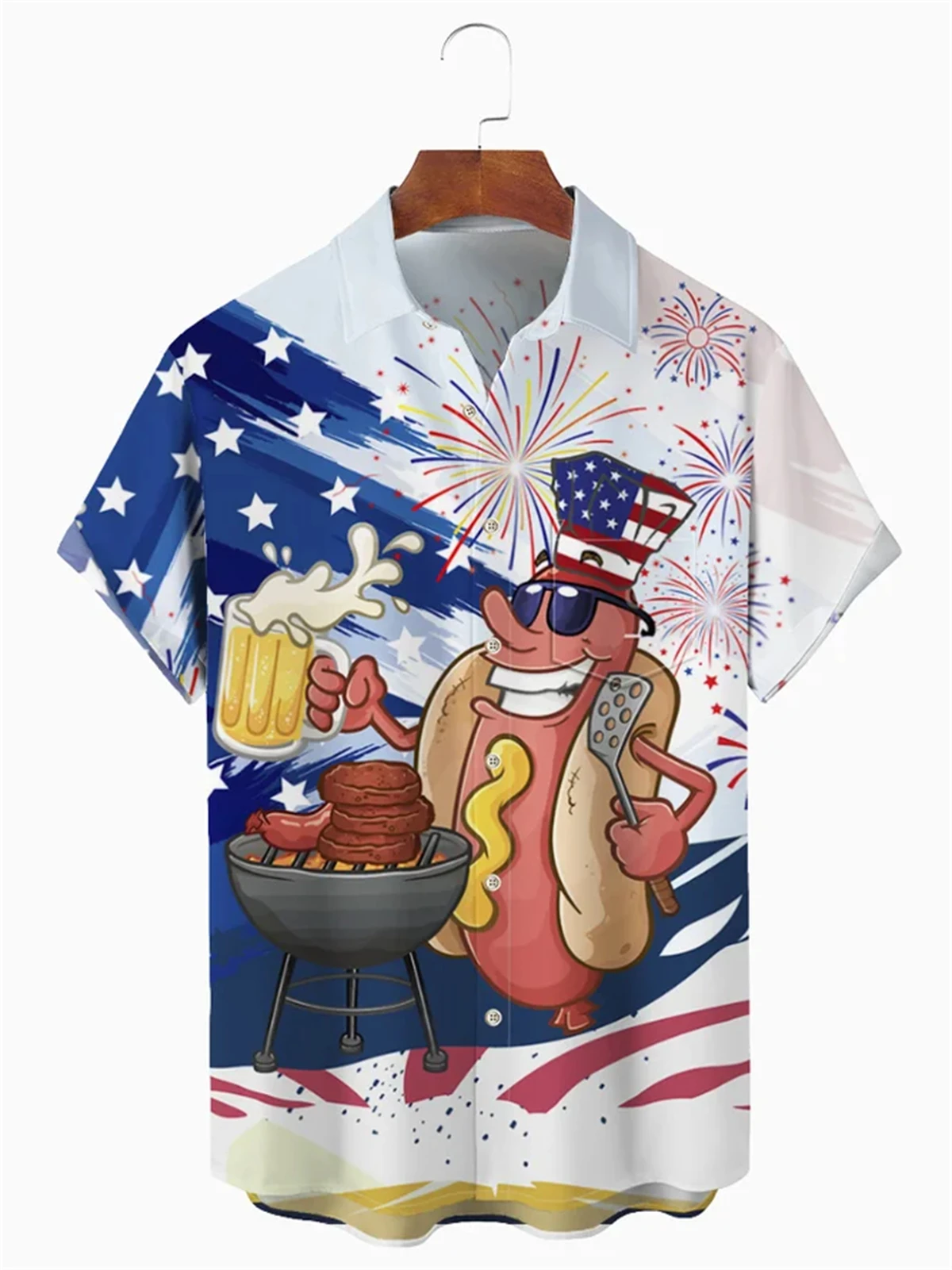 2024 New Men's Short Sleeve Shirt Western Cowboy Pig Print Fashion Men's Lapel Top Large Size Casual Hawaiian Men's Shirt