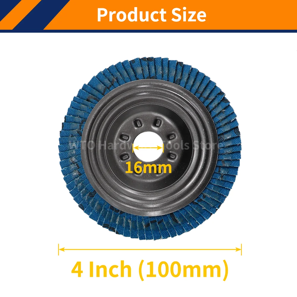 5 PCS 100*16mm Flap Discs Zirconia Abrasive Grinding Wheel Disc for Grinding Stainless Steel for Deburring,Sanding and Finishing