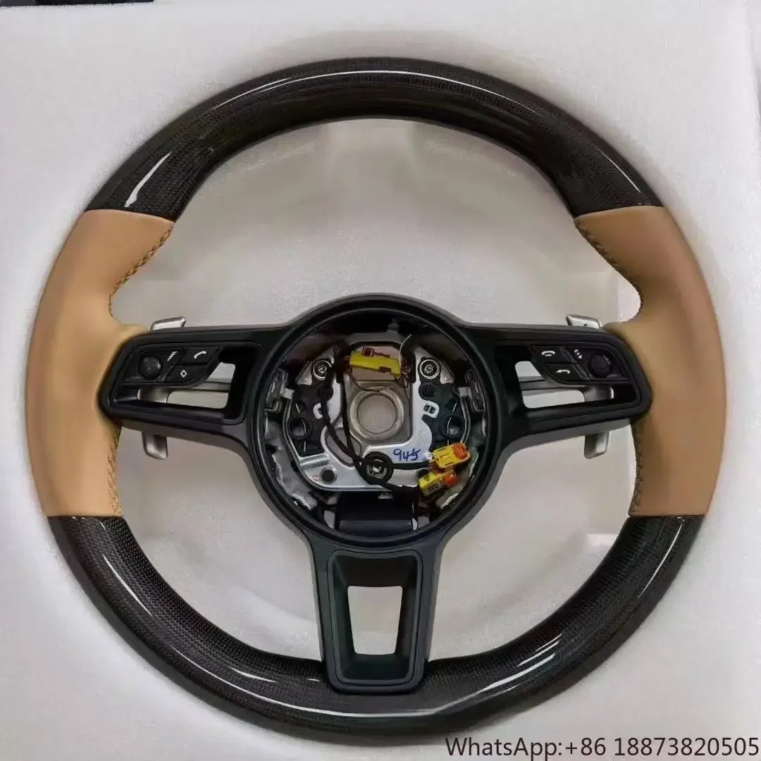 Volant en fibre de carbone forgée Alcantara, LED personnalisée, Porsche Macan, broderie enne, 911, 991, 918, 718, 970, 958