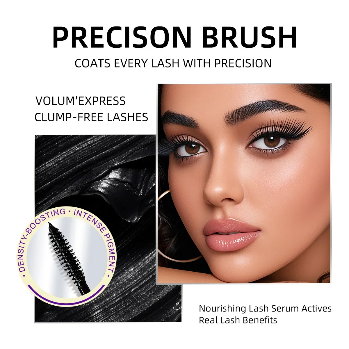 BOB Volume Lengthening Mascara Smudge-proof Lightweight Non-clumping Long Lasting Eyelash Makeup for European American Style