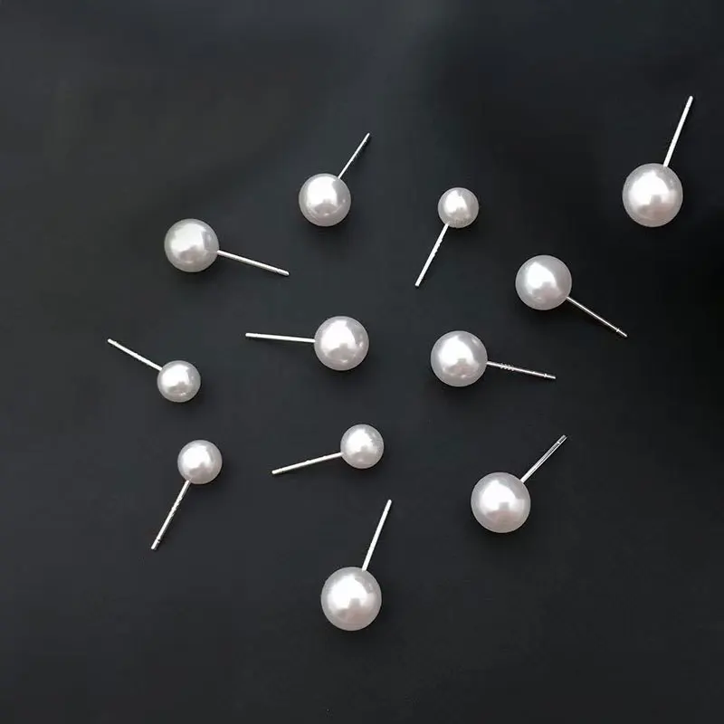 Charm Classic 4mm/6mm/8mm/10mm/12mm/14mm Imitation Pearl Stud Earrings for Women Temperament Simple Korea Jewelry Accessory Gift - view 3