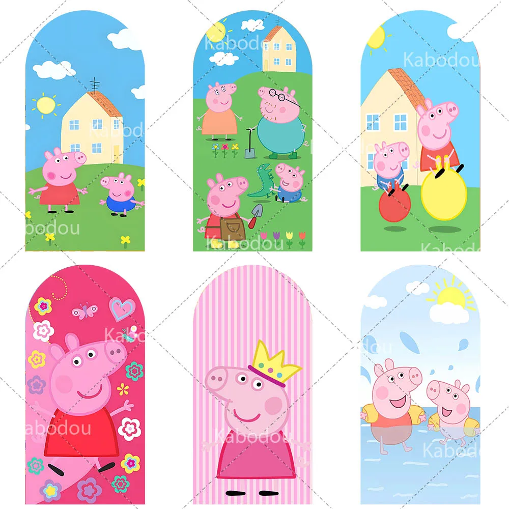

The Cute Pig Bros Backdrop George Arch Cover Kid Birthday Party Cartoon Decoration Baby Shower Photography Background Booth