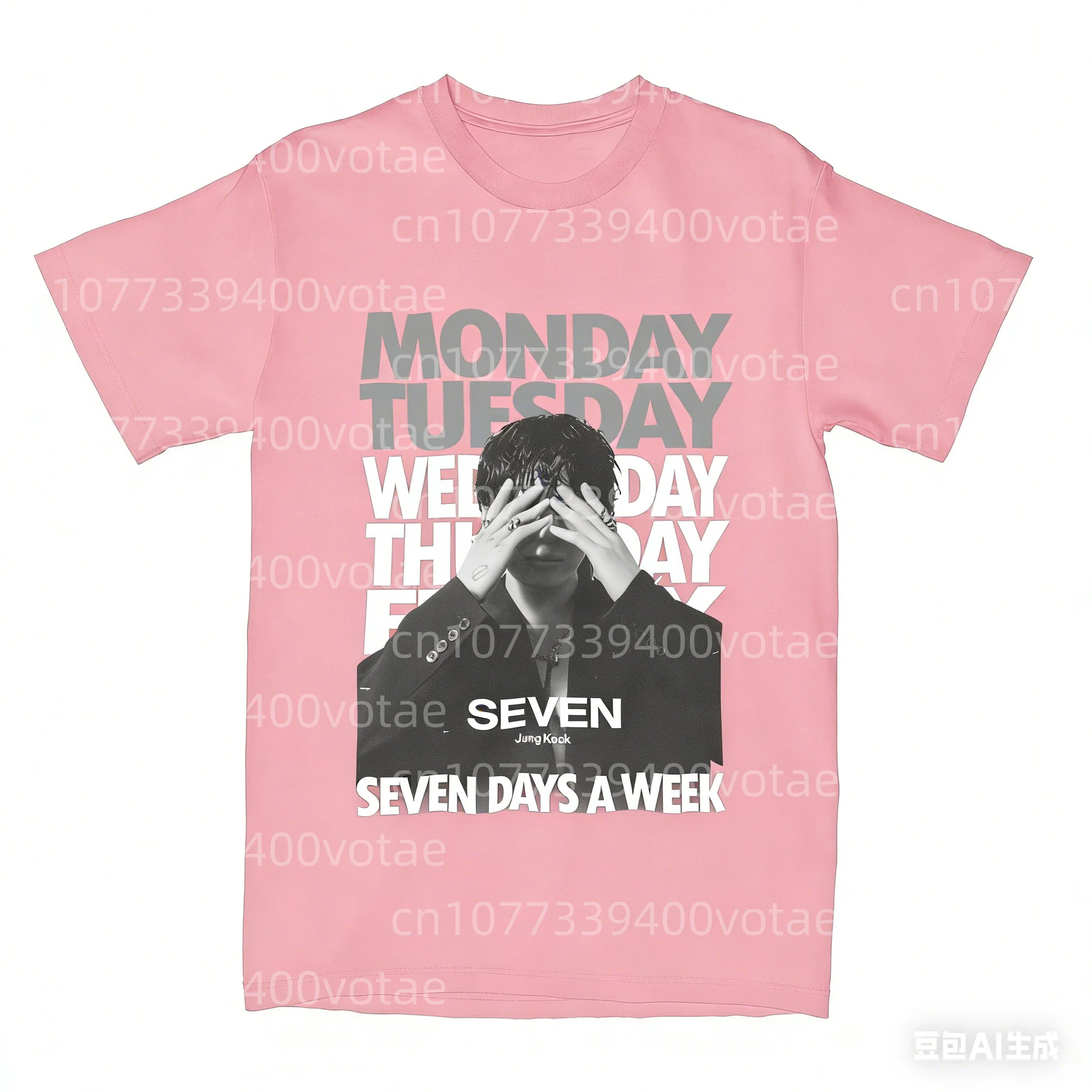 

Plus Size Jungkooks Seven Jungs Kooks Beach Street Printed T-shirt Summer High Quality Short Sleeved Casual Sports Pullover Tops