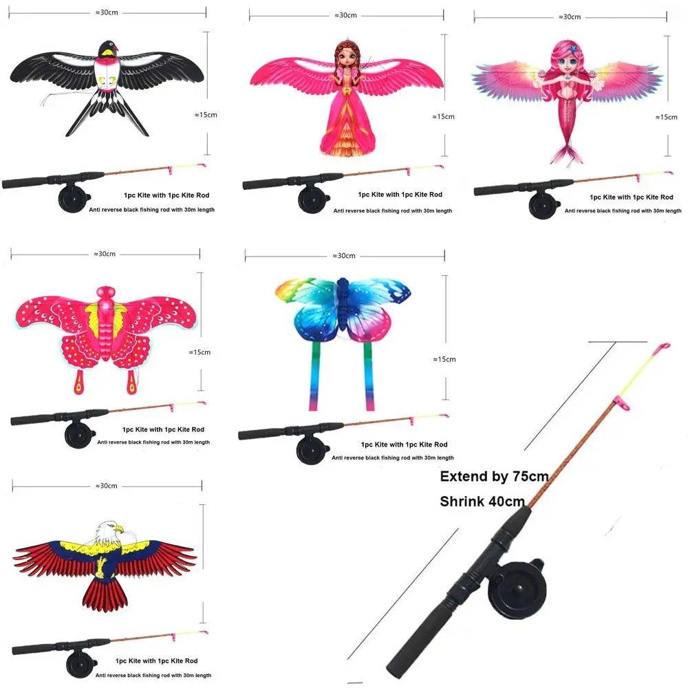Nuevo con línea de cometa de 30 metros, cometa de águila de plástico, juguete DIY de dibujos animados, pipas de águila grandes, pipas de pájaro volador, jardín, deporte al aire libre