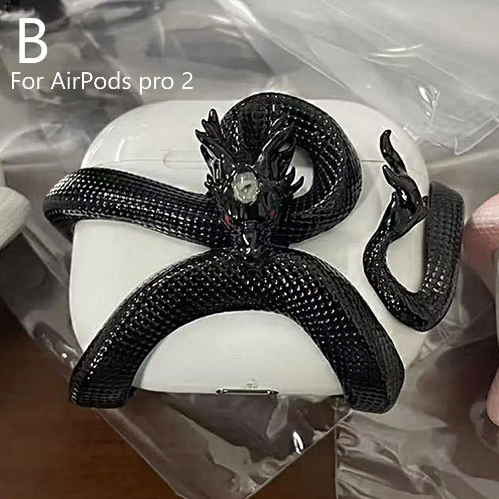 Dragon-shaped Earphone Protective Case For Airpods4/pro 2/3 Hollow Heat Dissipation Creative Resin Dragon-shaped Earphone S G6K5