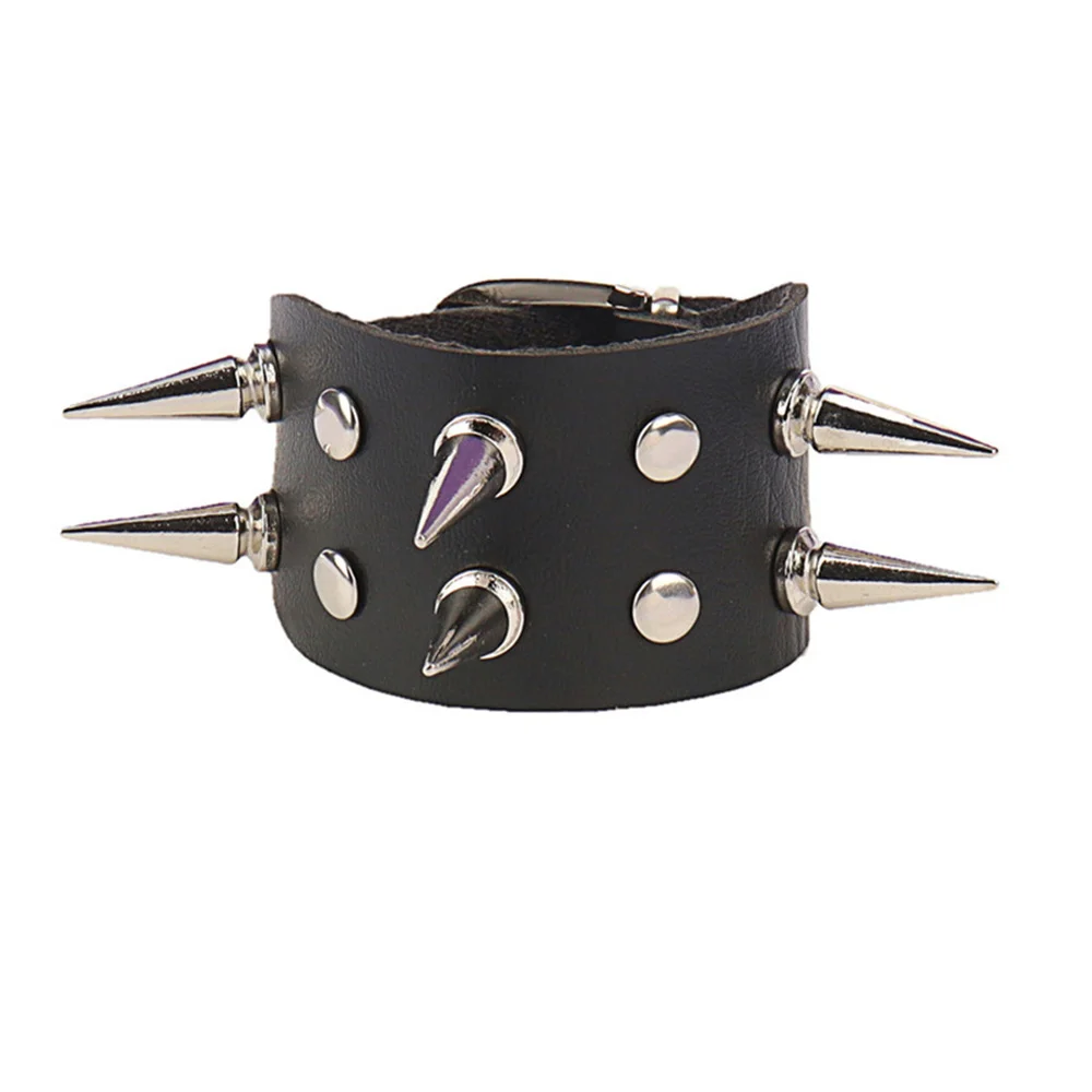 2024 New Cuff Wrap Gothic Wristband Bracelet Punk Rock Biker Wide Strap Pu Leather Bracelet Bangle Jewelry