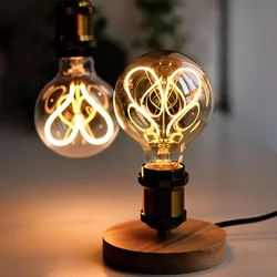 TIANFAN Vintage Led Bulb G95/G30 Edison Bulb 4W Dimmable 220V 110V E26 E27 Heart Filament Decorative Light Bulb Yellow Warm
