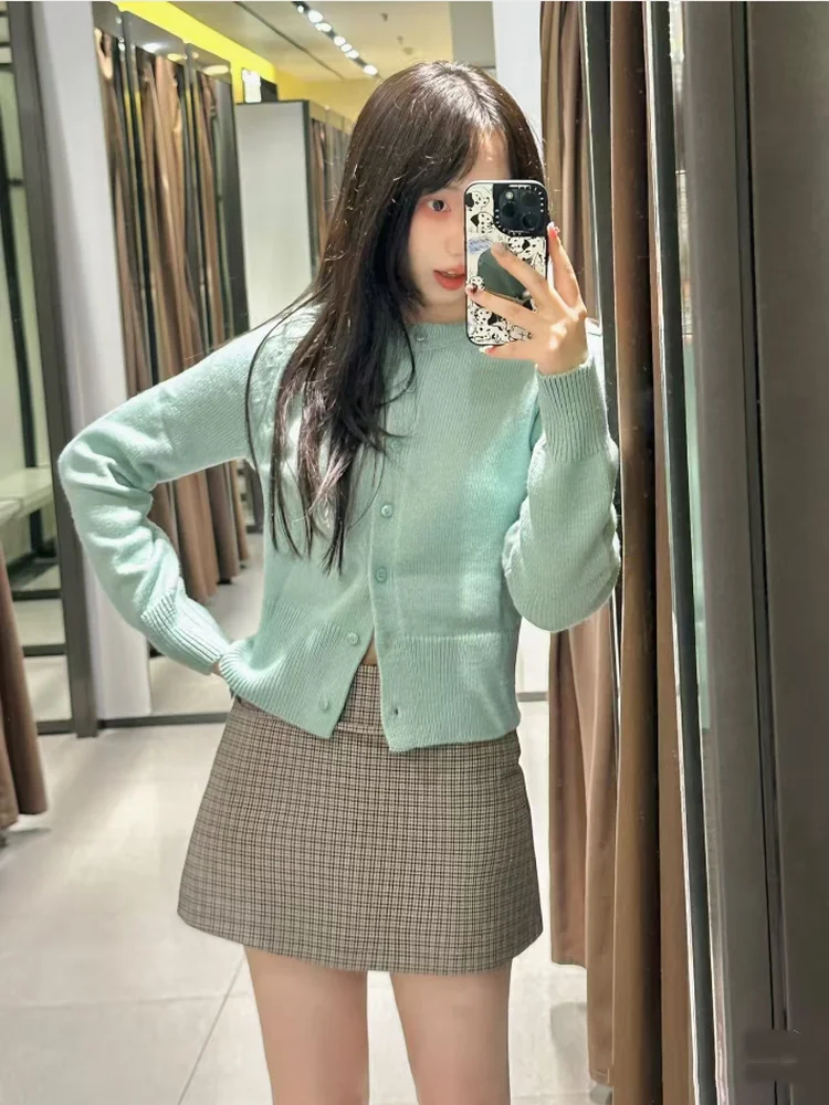 

Sweet Lazy Sle Knitted Long Sve round Ne Slim Fit Coat New Autumn Women's Faion Soft Medium Acrylic Fiber Cardigan