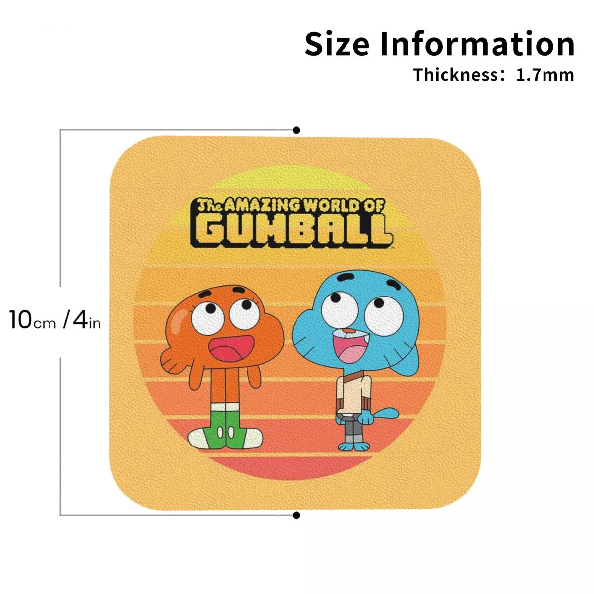 

Подставки с героями мультфильмов The Amazing World Of Gumball, кожаные салфетки, водонепроницаемые изоляционные кофейные коврики для подушечек, набор из 4 шт.