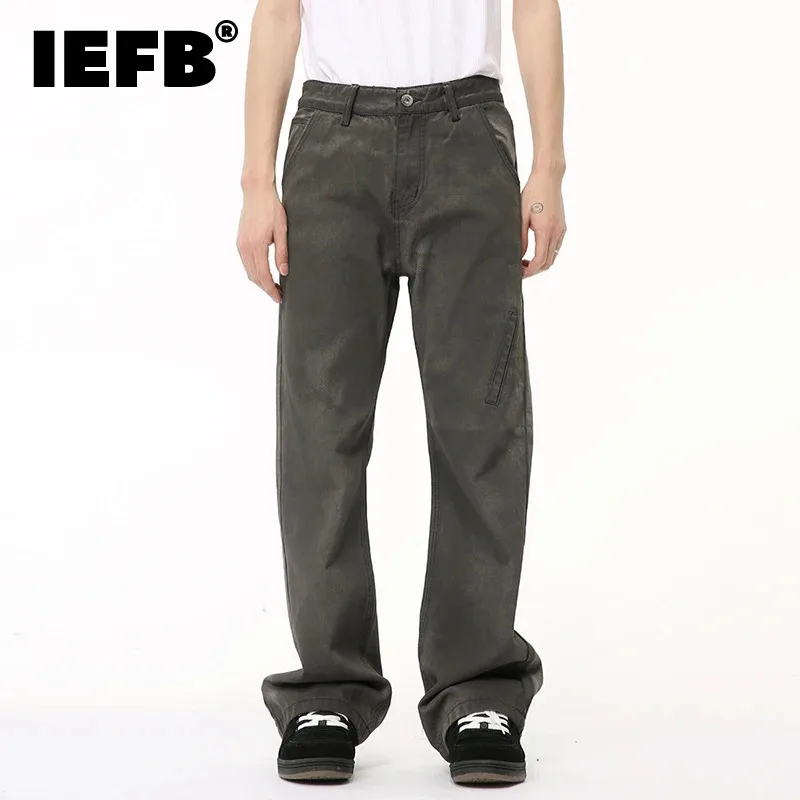 

IEFB New Summer Male Jeans Gradient Color Slant Pocket Design Casual Straight Wide Leg Men's Denim Pants Hight Street 9C6501