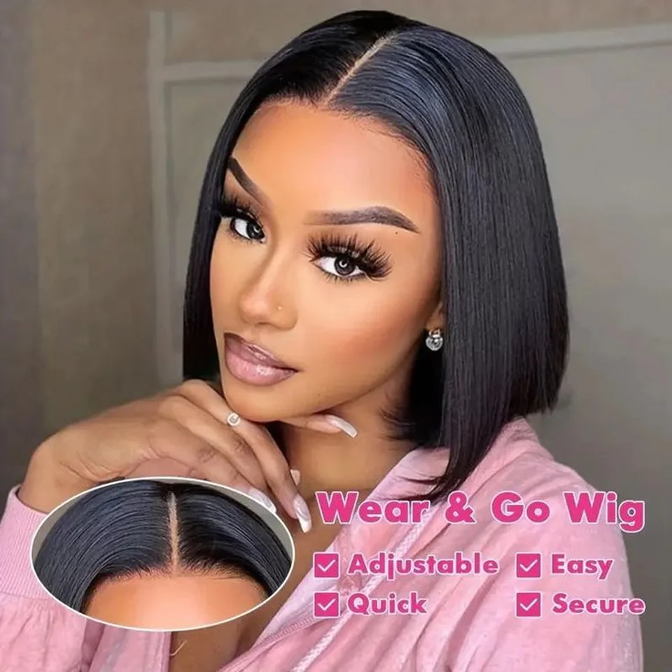 Pixie Cute Bob Cut Human Hair Lace Wigs For Women Middle Part Lace Wig Peruvian Remy Glueless Short Straight Lace Bob Wig