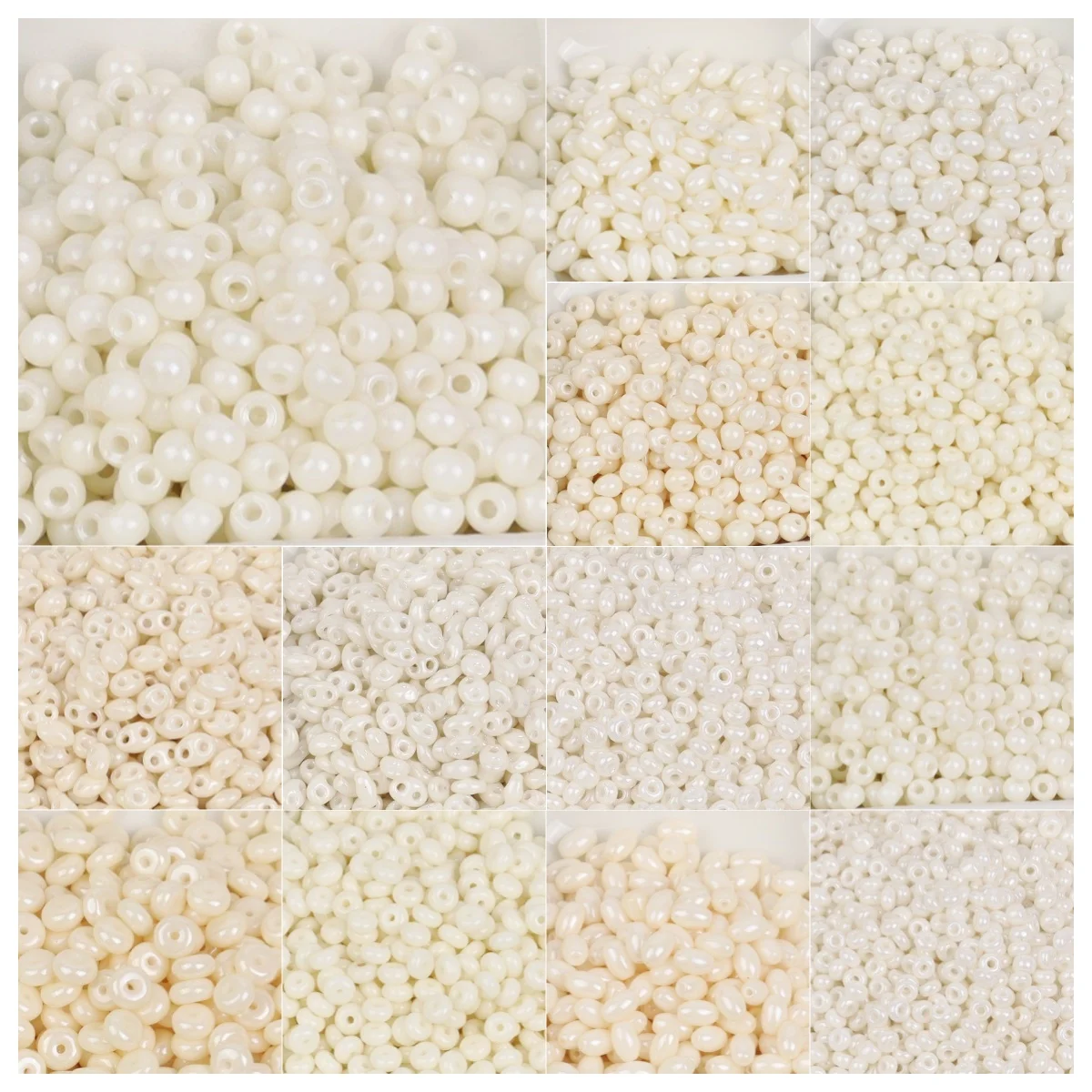 Perles de verre super excellentes, une variété de formes et de tailles spéciales, série beige, adaptées pour la création de bijoux DIY, perles en vrac, etc.