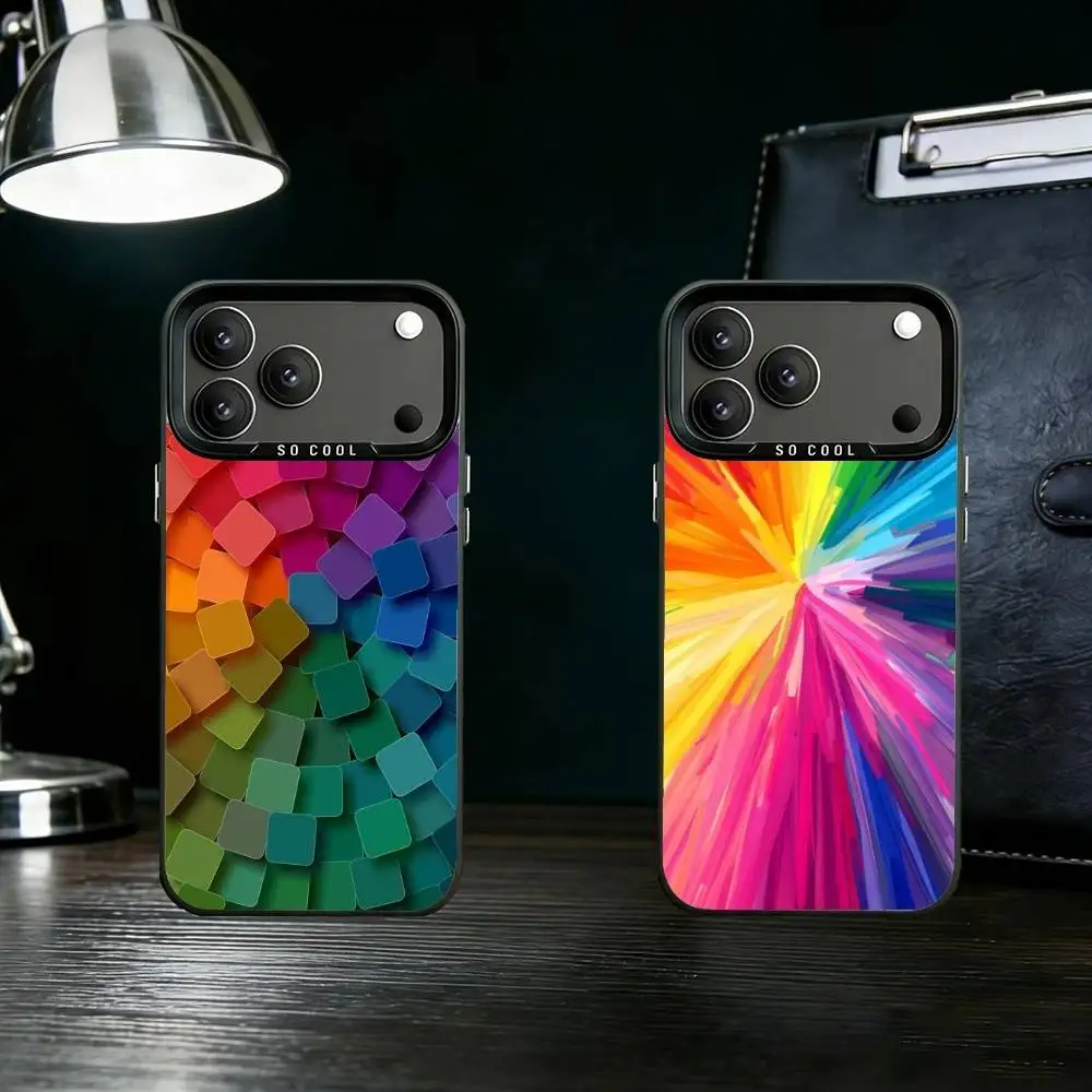 

Rainbow Color Phone Case Color Silver Shell For IPhone 17 16 15 14 13 12 11 Pro Max Plus